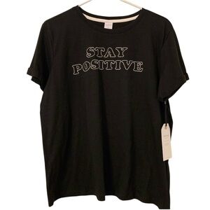 Stay Positive Black Short Sleeve Shirt Large NWT Casual‎ Lounge Graphic Tee